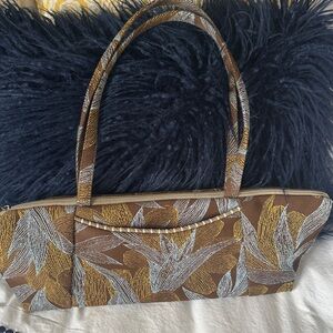 Maruca Handmade Brown,Gold and Blue Women's Shoulder Bag